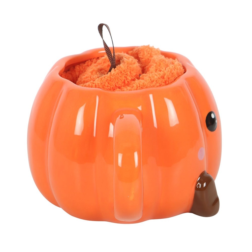 Something Different - Cute Smiling Pumpkin Tasse & Socken Set - Orange